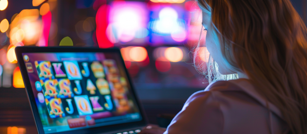 kvinna spelar casino online